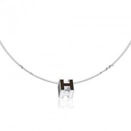 Hermes Cage d'H Necklace Black in Lacquer With Gold